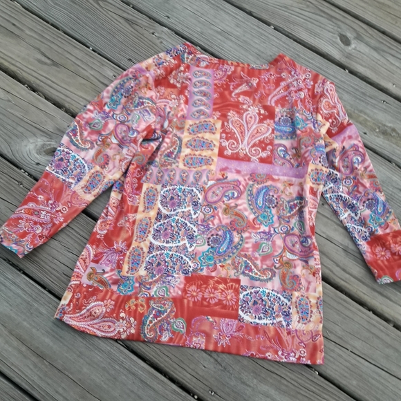 Long Sleeved Shirt Paisley Print Crew Neck Tshirt - Picture 7 of 13